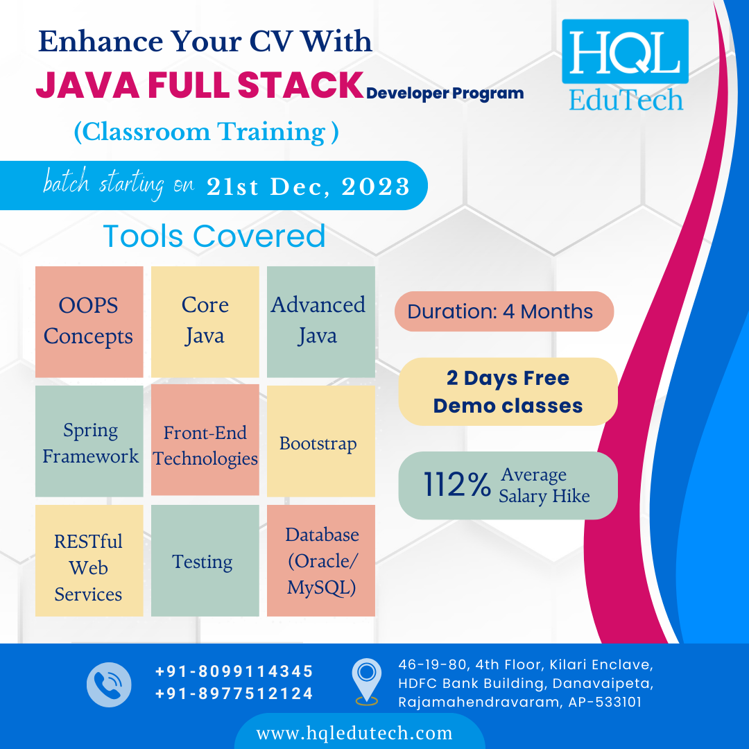 Best Software Training Institute in Rajahmundry - HQL EduTech